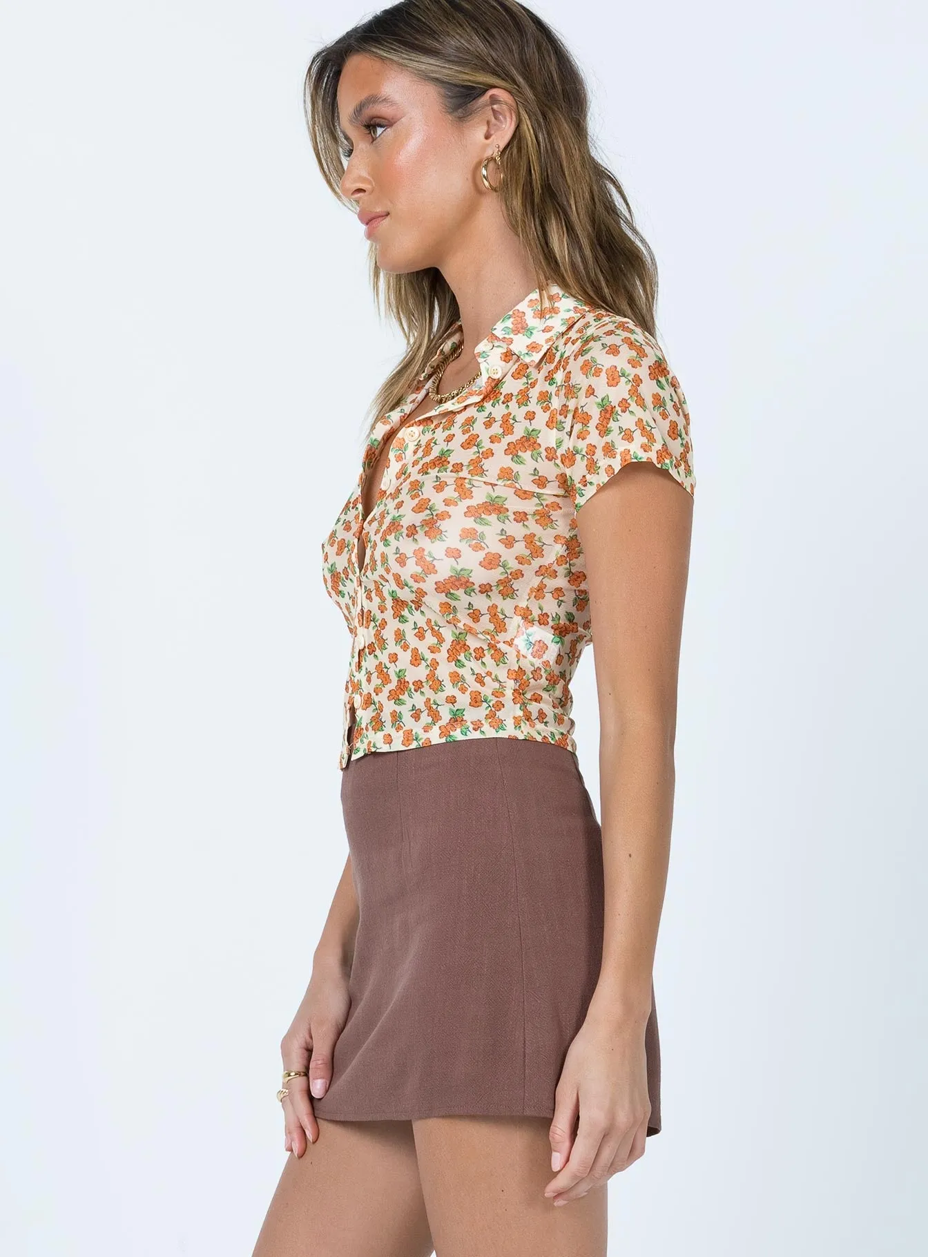 Selby Mini Skirt Brown Clean Style Versatile Outfit