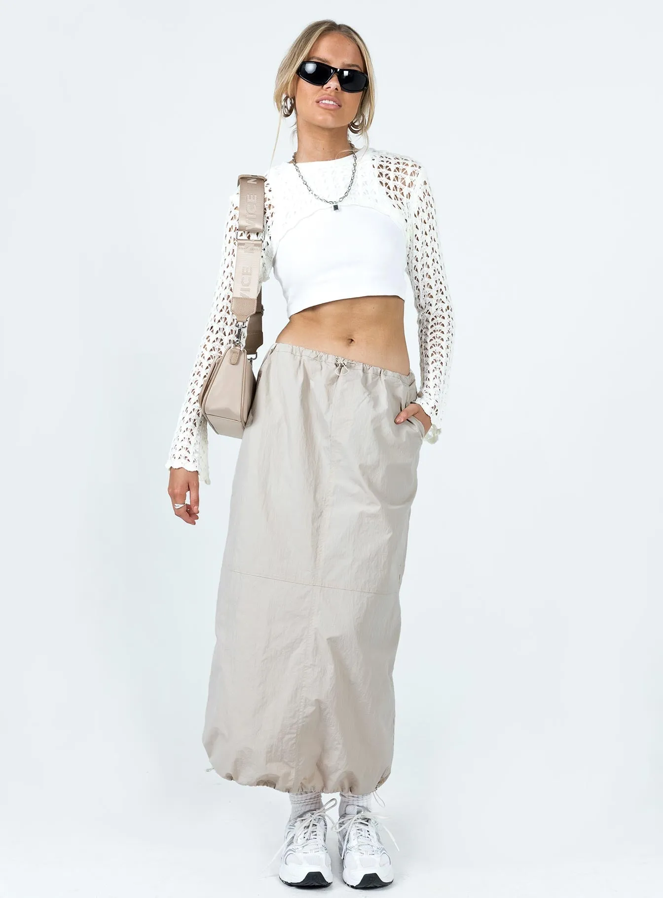 Polished Touch Crosswalk Maxi Skirt Beige