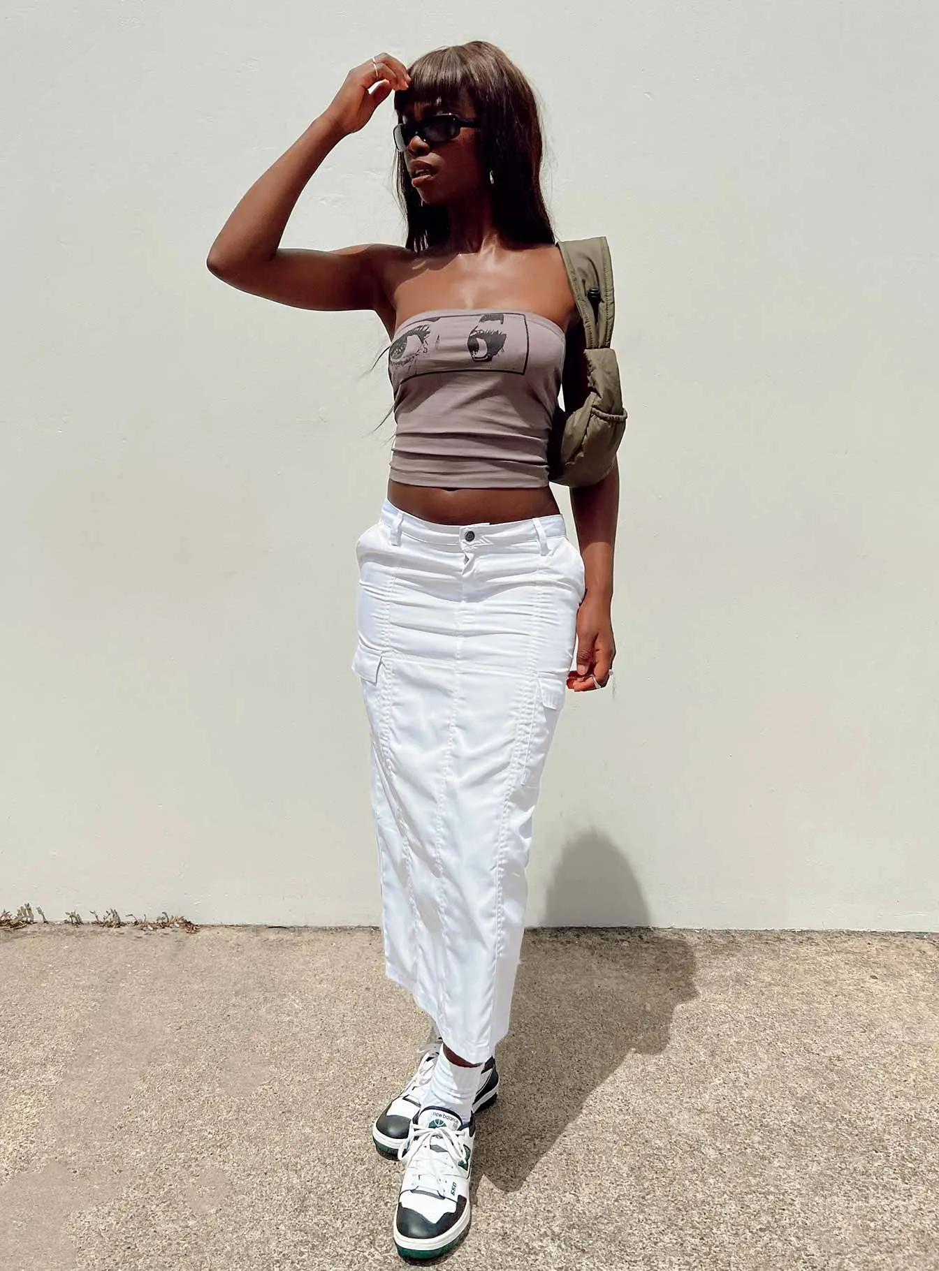 mix and match Removable Belt Motel Widya Skirt White