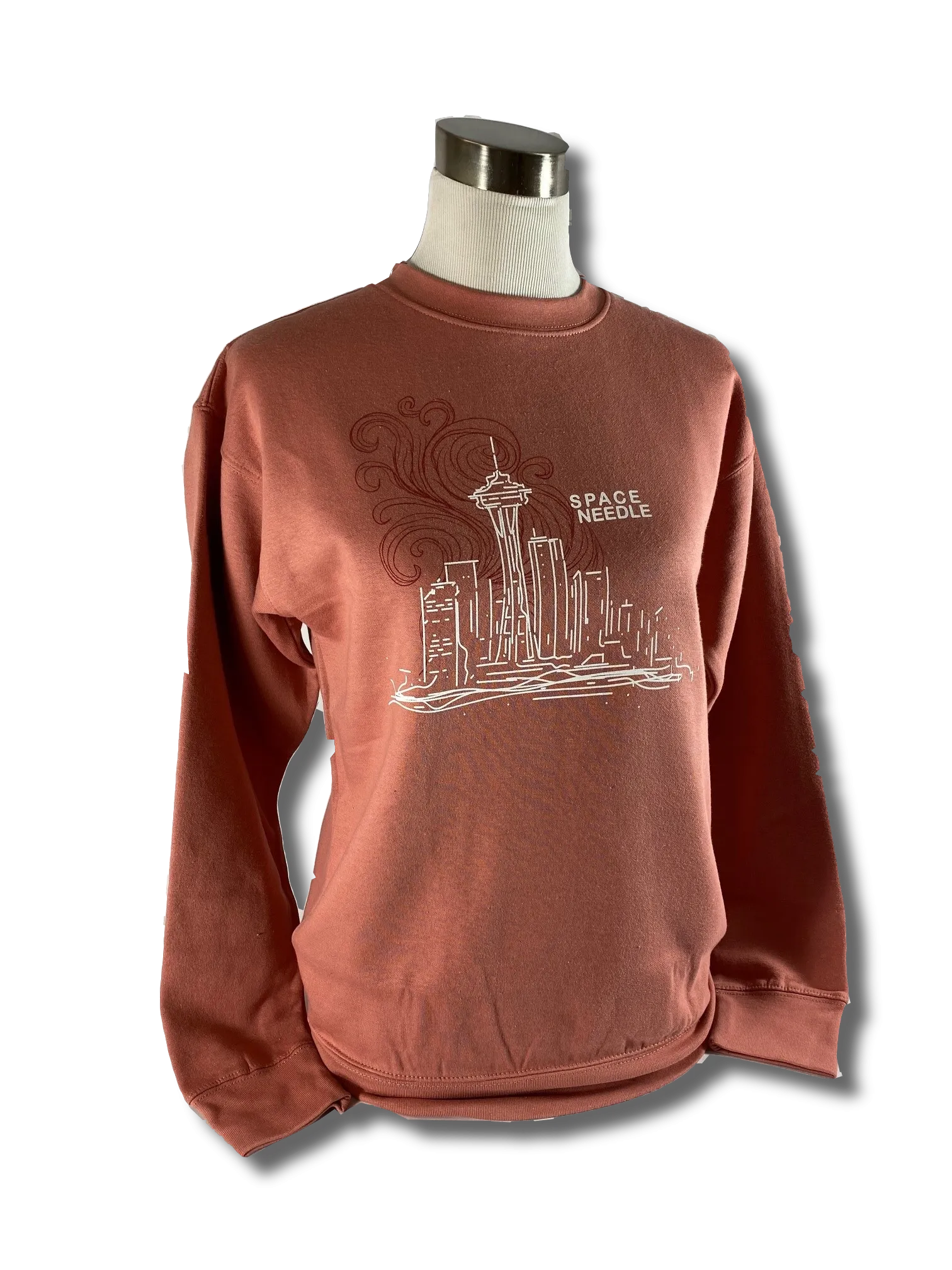pearl accents comfortable for standing Space Needle Seattle Skyline Sweatshirt