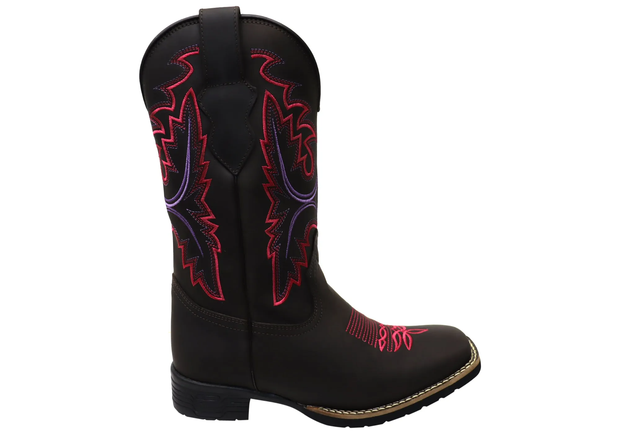 D Milton Charlotte Womens Comfortable Leather Western Cowboy Boots Comfortable Posture Elastic Collar