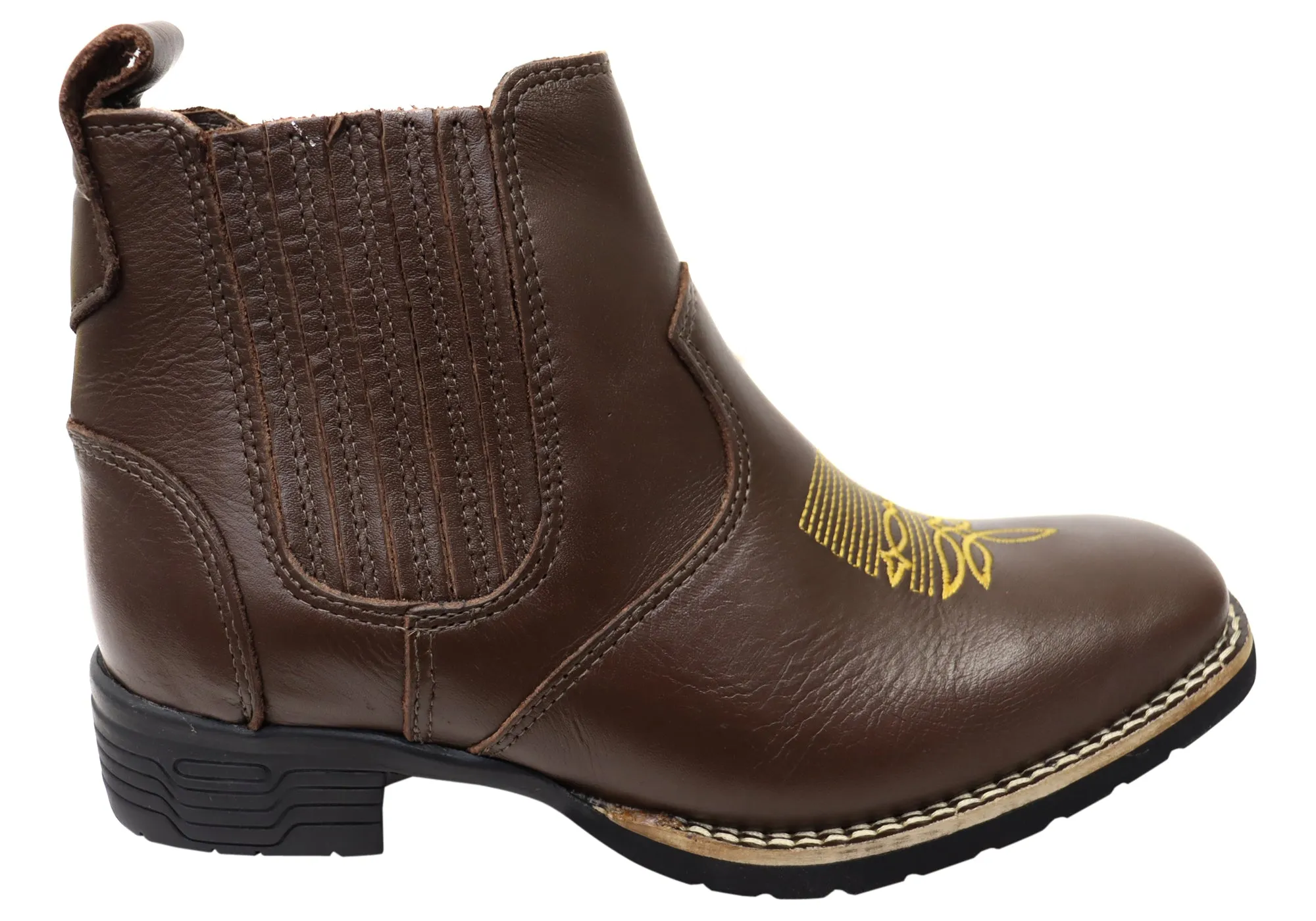 D Milton Ellie Womens Leather Western Cowboy Chelsea Ankle Boots Protective Gear Cushioned Step River Crossing