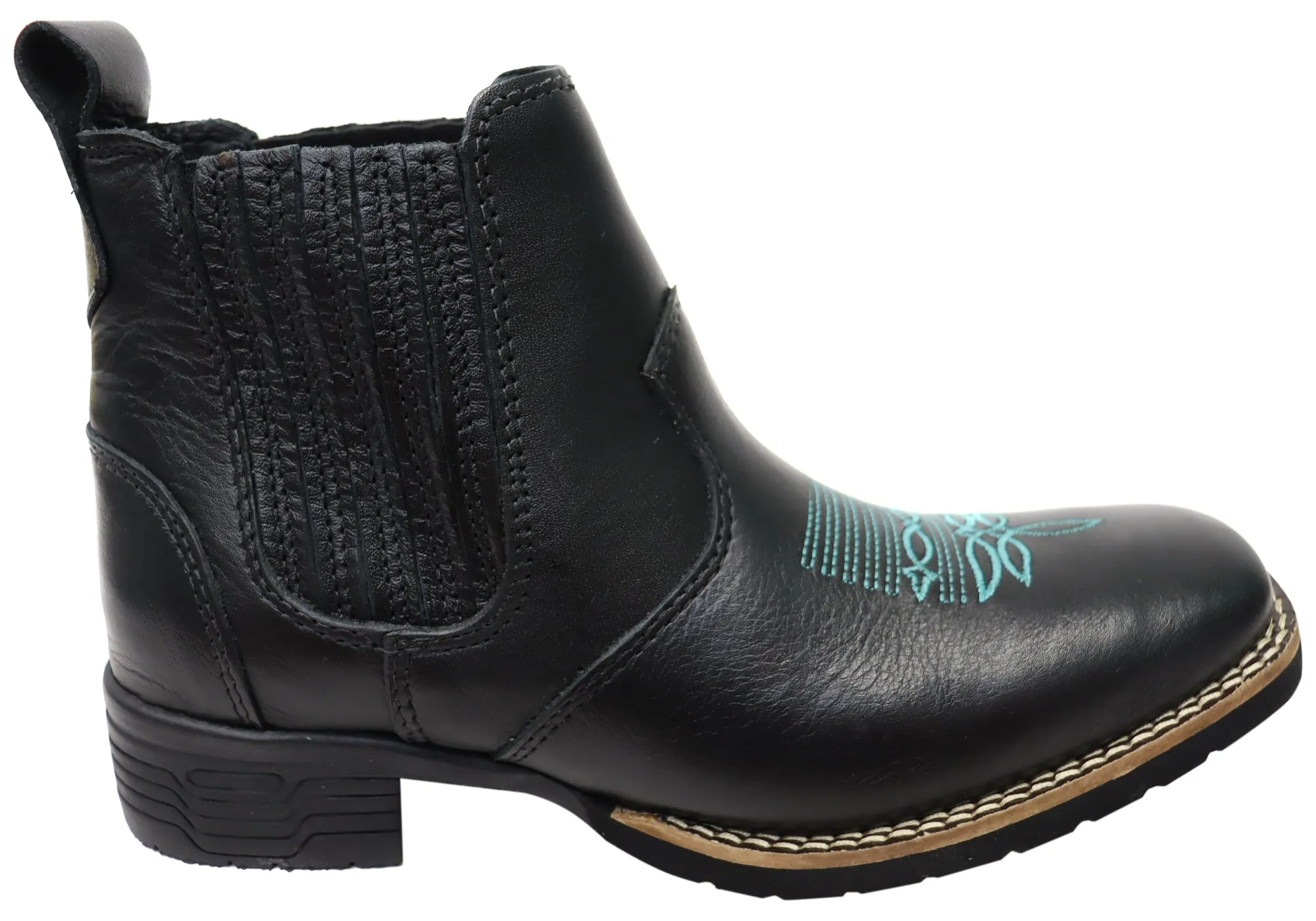 D Milton Ellie Womens Leather Western Cowboy Chelsea Ankle Boots Hiking Fit Traction Enhanced Base