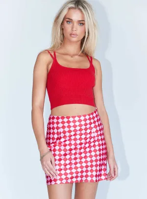 party look Everyday Line The Joan Checkerboard Mini Skirt Pink