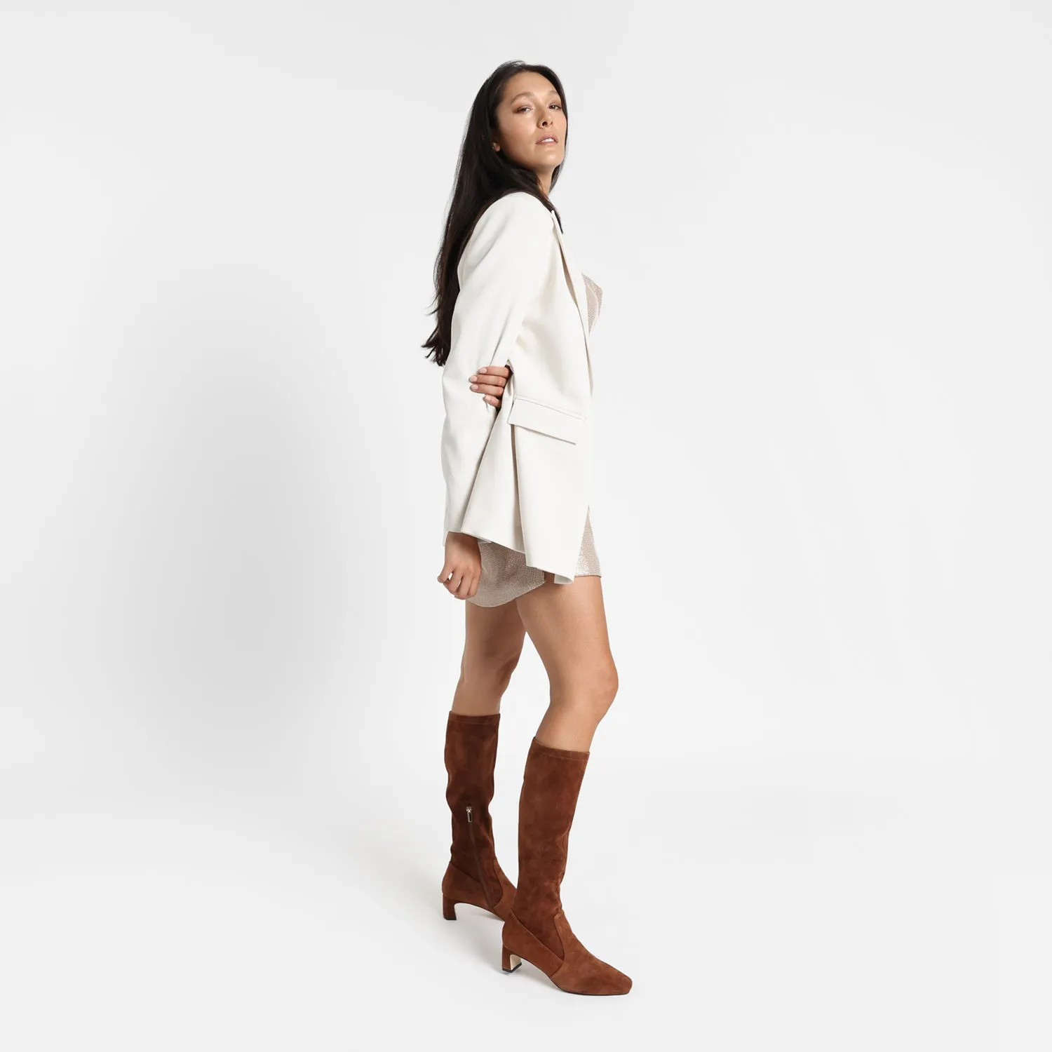 Dakota Ltd Ed Knee High Boot | Chestnut suede Supportive Footbed Active Day