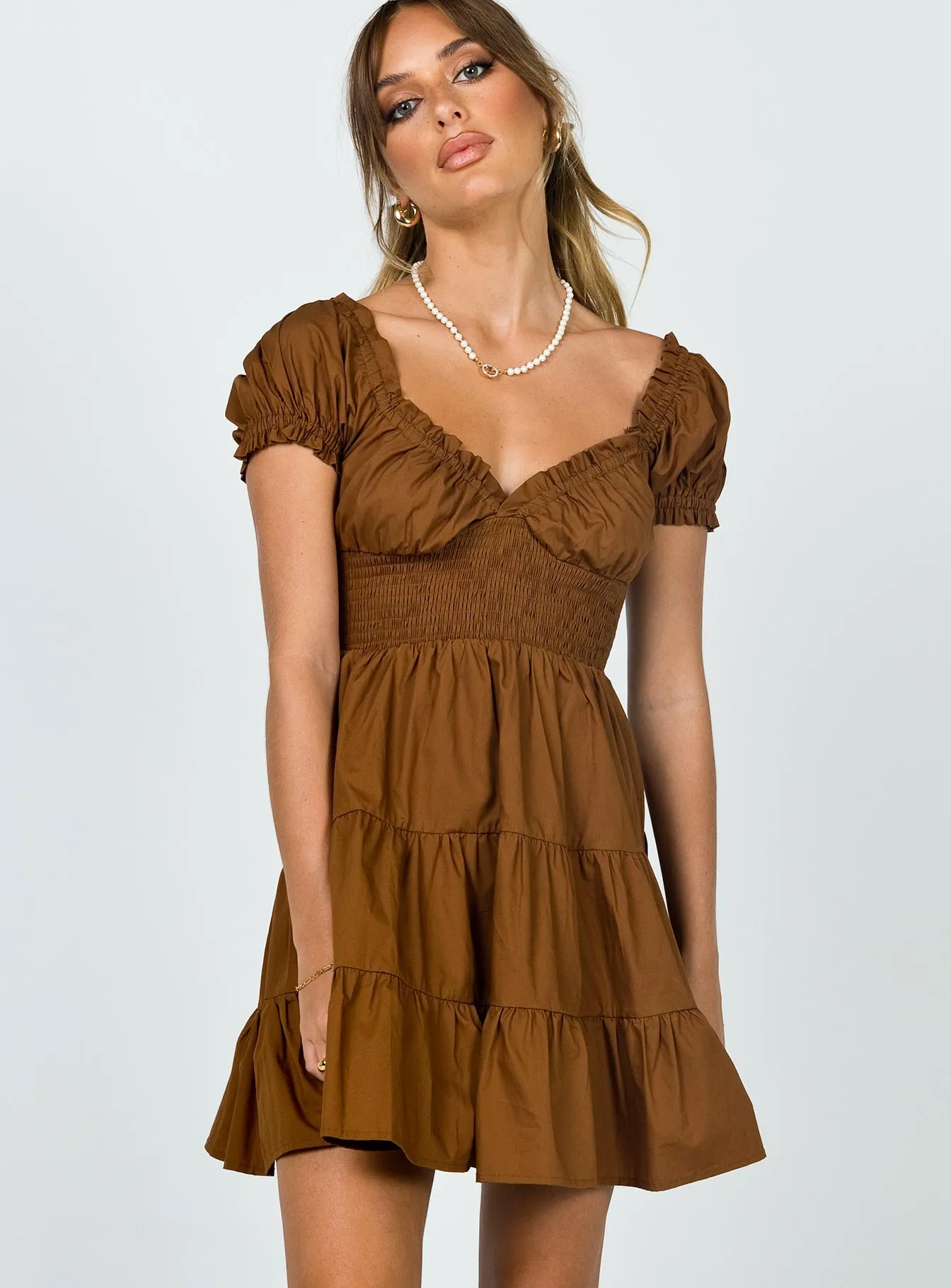 Built-In-Slip Daniela Mini Dress Chocolate Brown