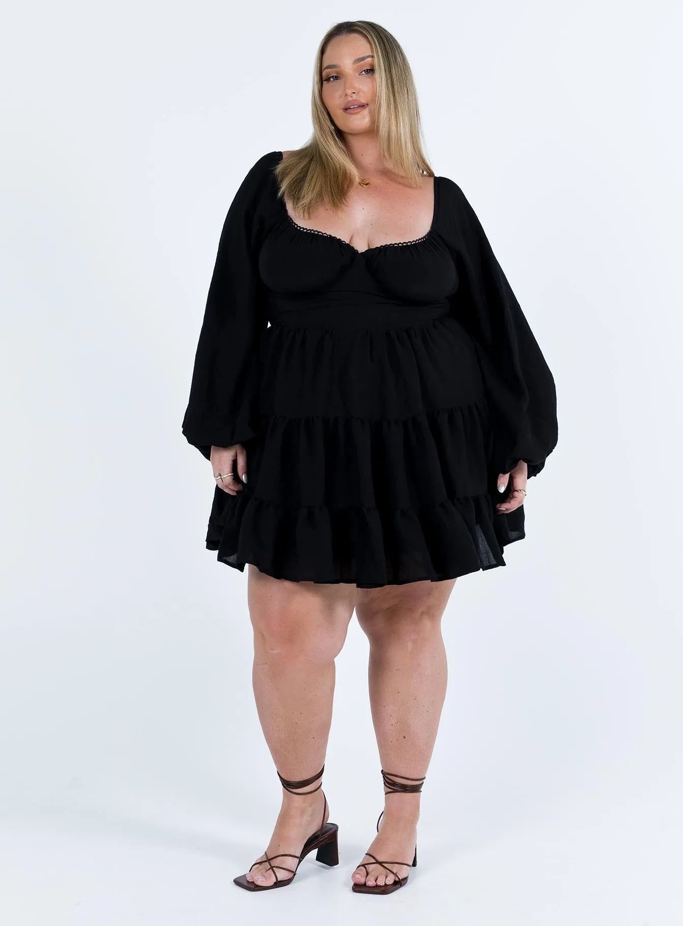 Danny Long Sleeve Mini Dress Black Curve Organic-Fabric