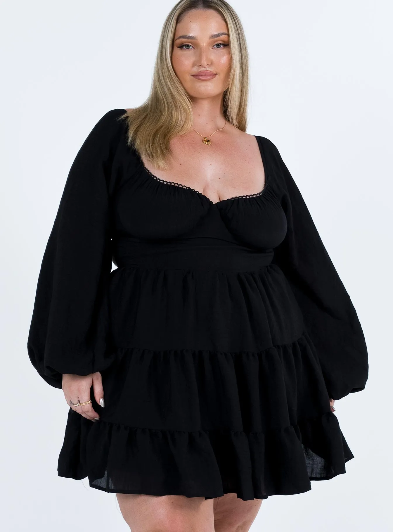 Danny Long Sleeve Mini Dress Black Curve Versatile Wear