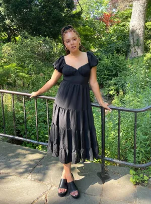 Danny Midi Dress Black Oversized-Fit WideCollarDesign