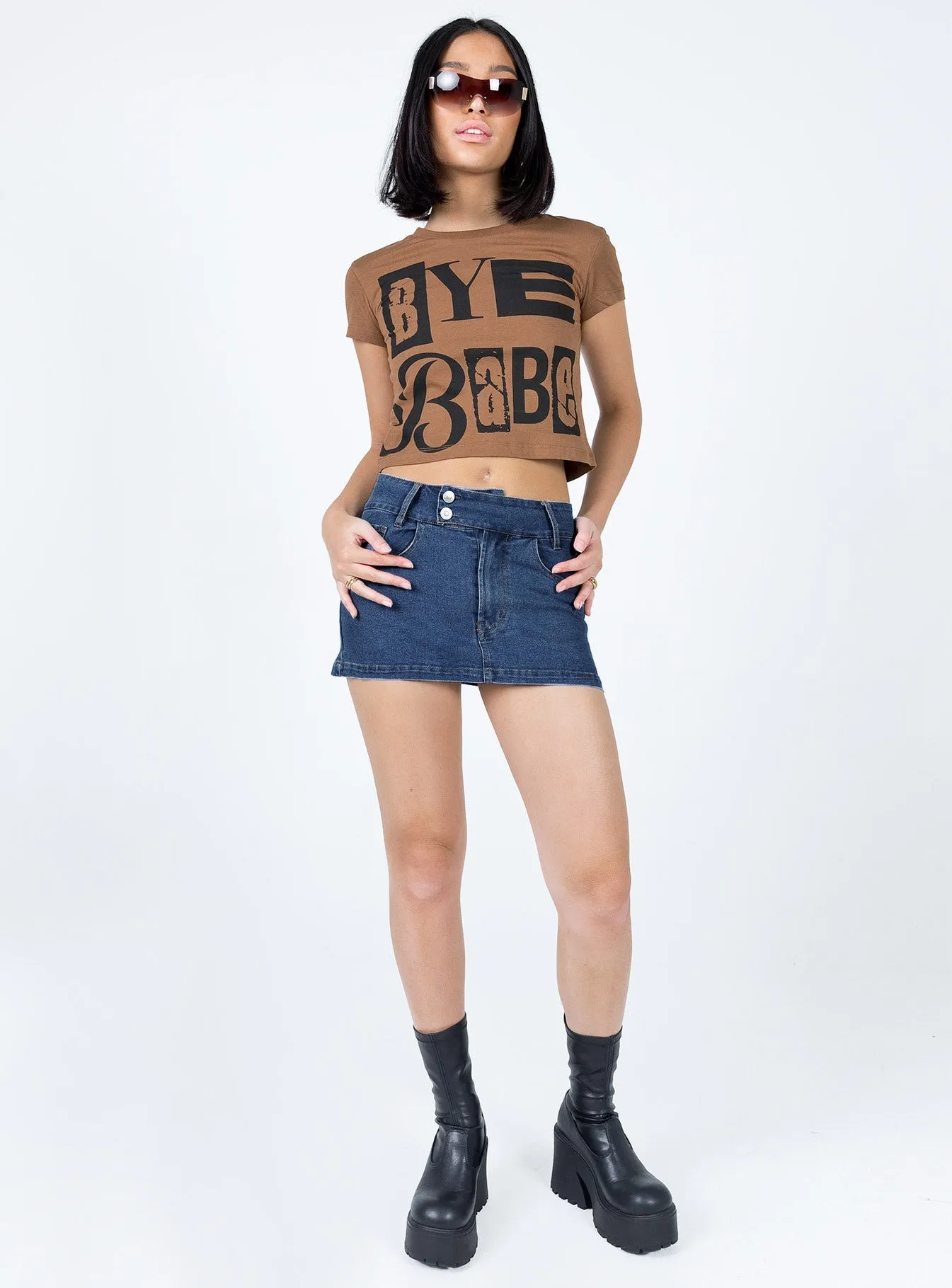 Minimal Touch Structured silhouette Daphnie Denim Mini Skirt Denim