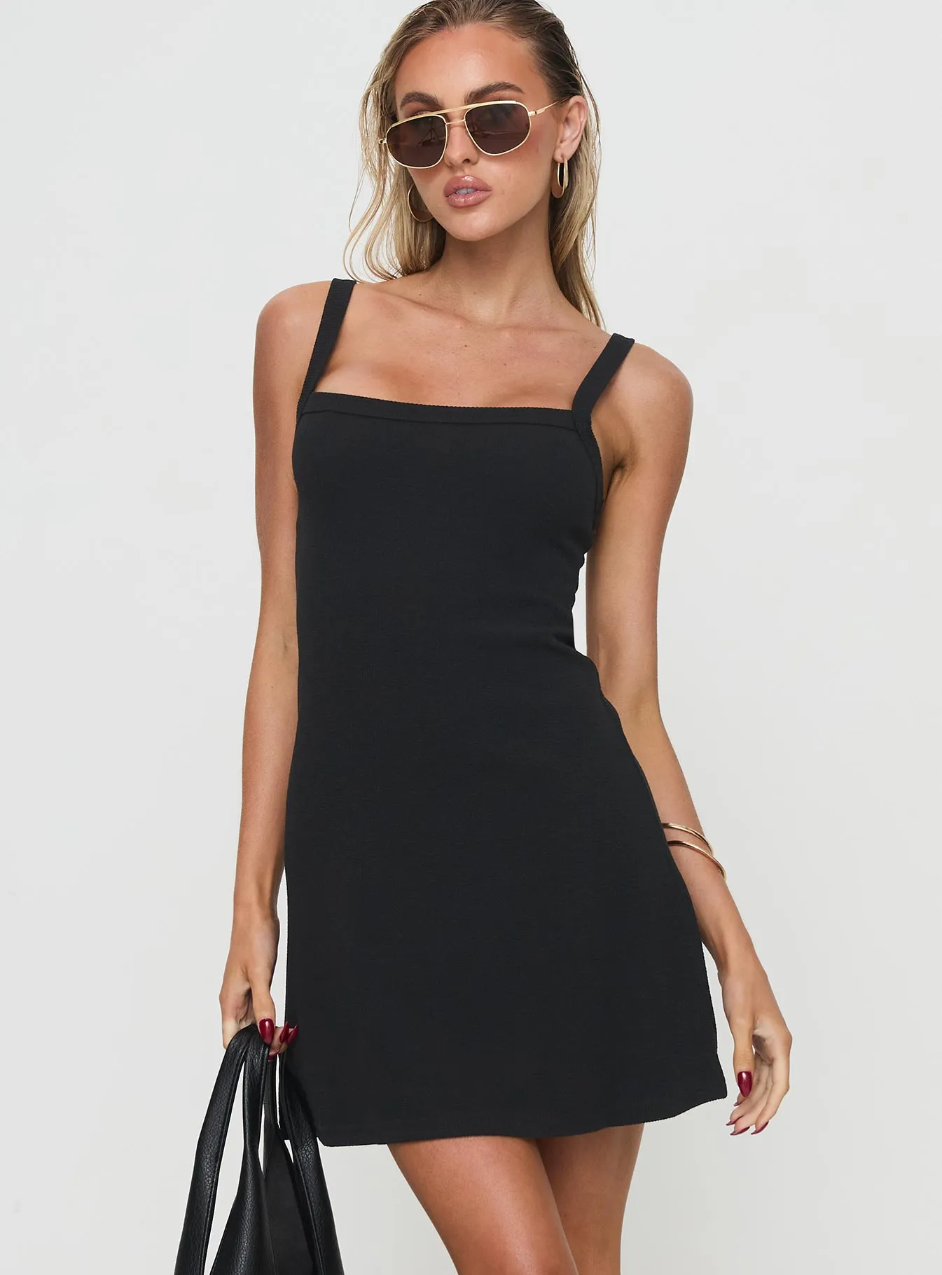 Elegant Line De Santis Mini Dress Black