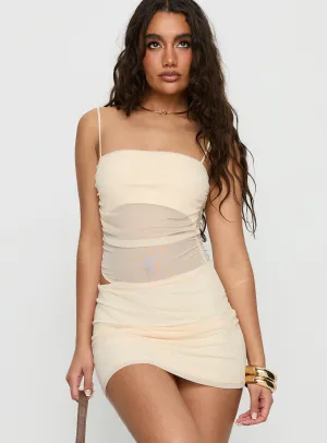 Demartina Sheer Mini Dress Butter Yellow Subtle tone