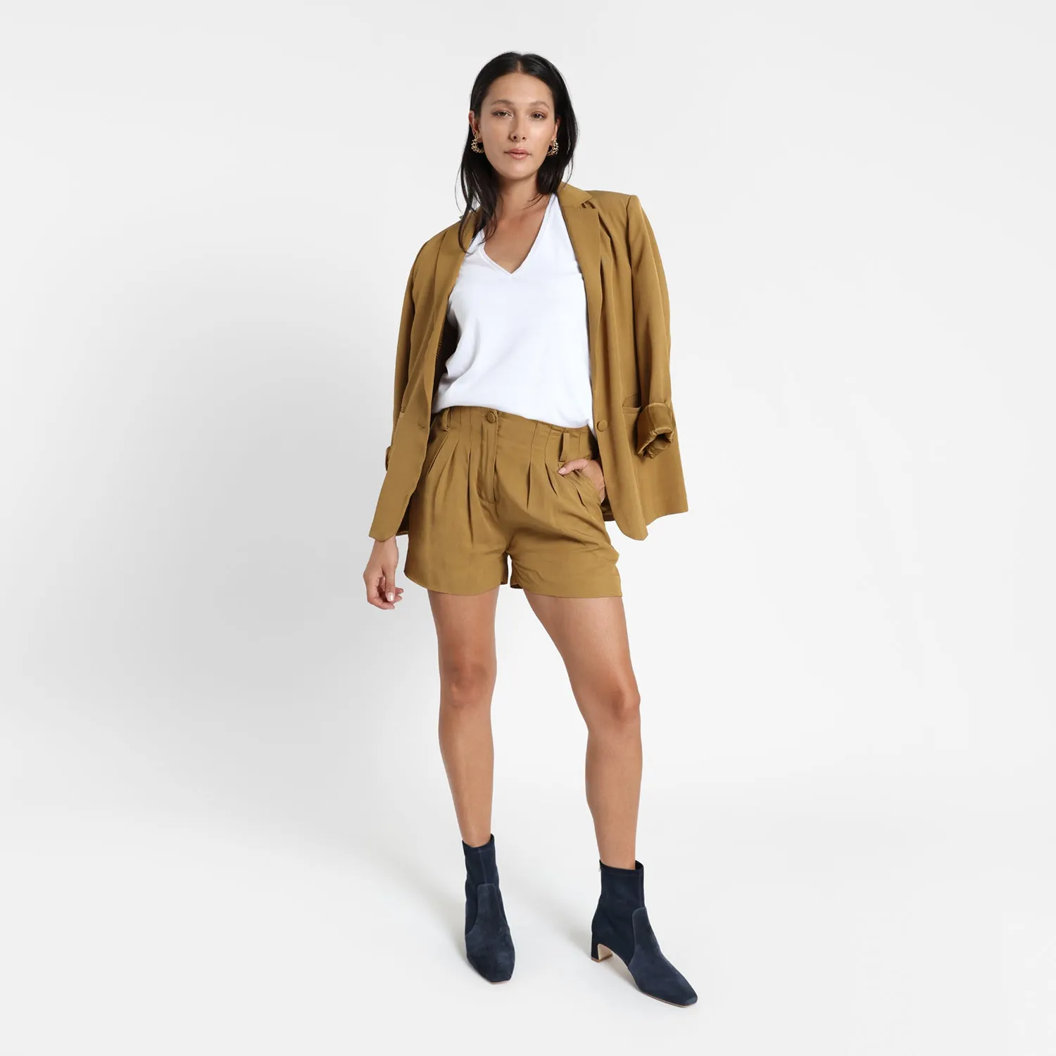 Summer Sandals perforated Demi Ankle Boot | Navy suede