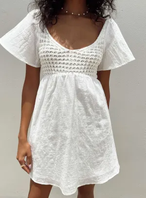 Derena Crochet Bust Mini Dress White Perfect Mood