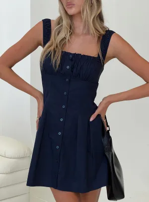 Low-Waist Spring-Season Wait For You Mini Dress Navy