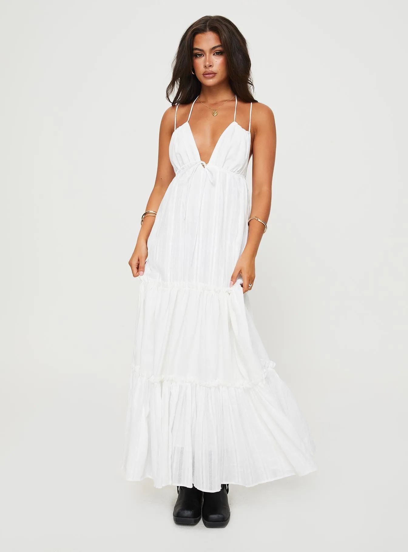 Natural Flow Comfortable Touch Desy Maxi Dress White