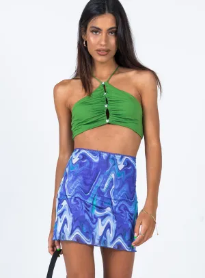 Hidden Zipper Adyn Mini Skirt Blue