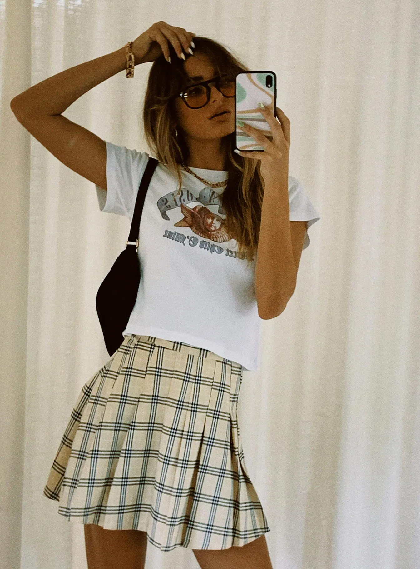 tech fabric Carrie Mini Skirt Beige