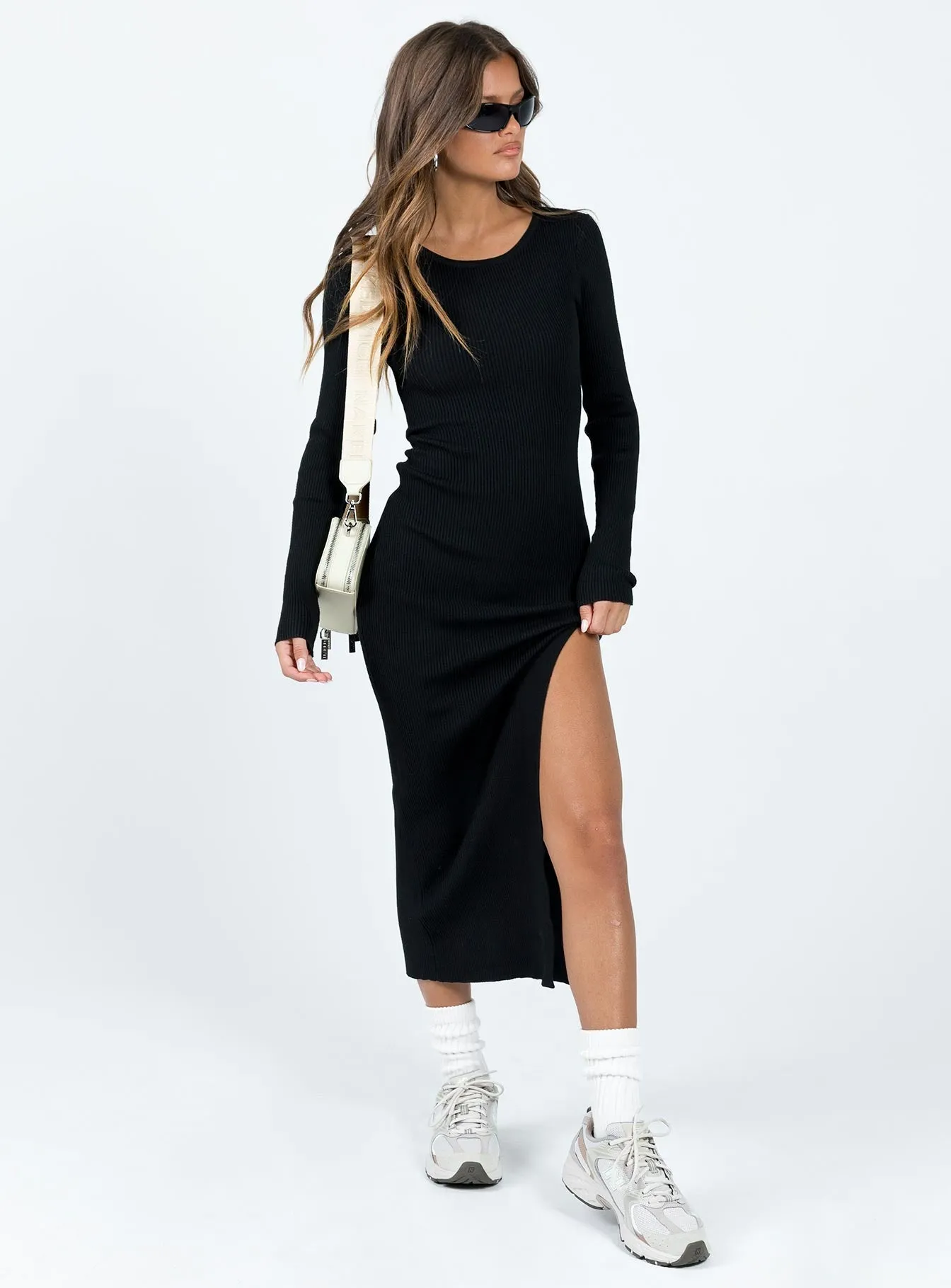 Natural Form Soft Hue Fitro Long Sleeve Maxi Dress Black