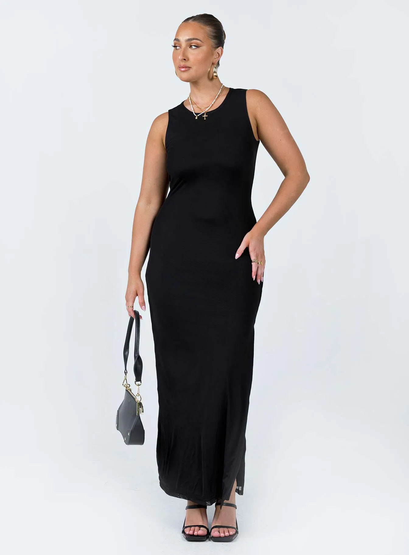 Smooth Blend Brenly Mesh Maxi Dress Black