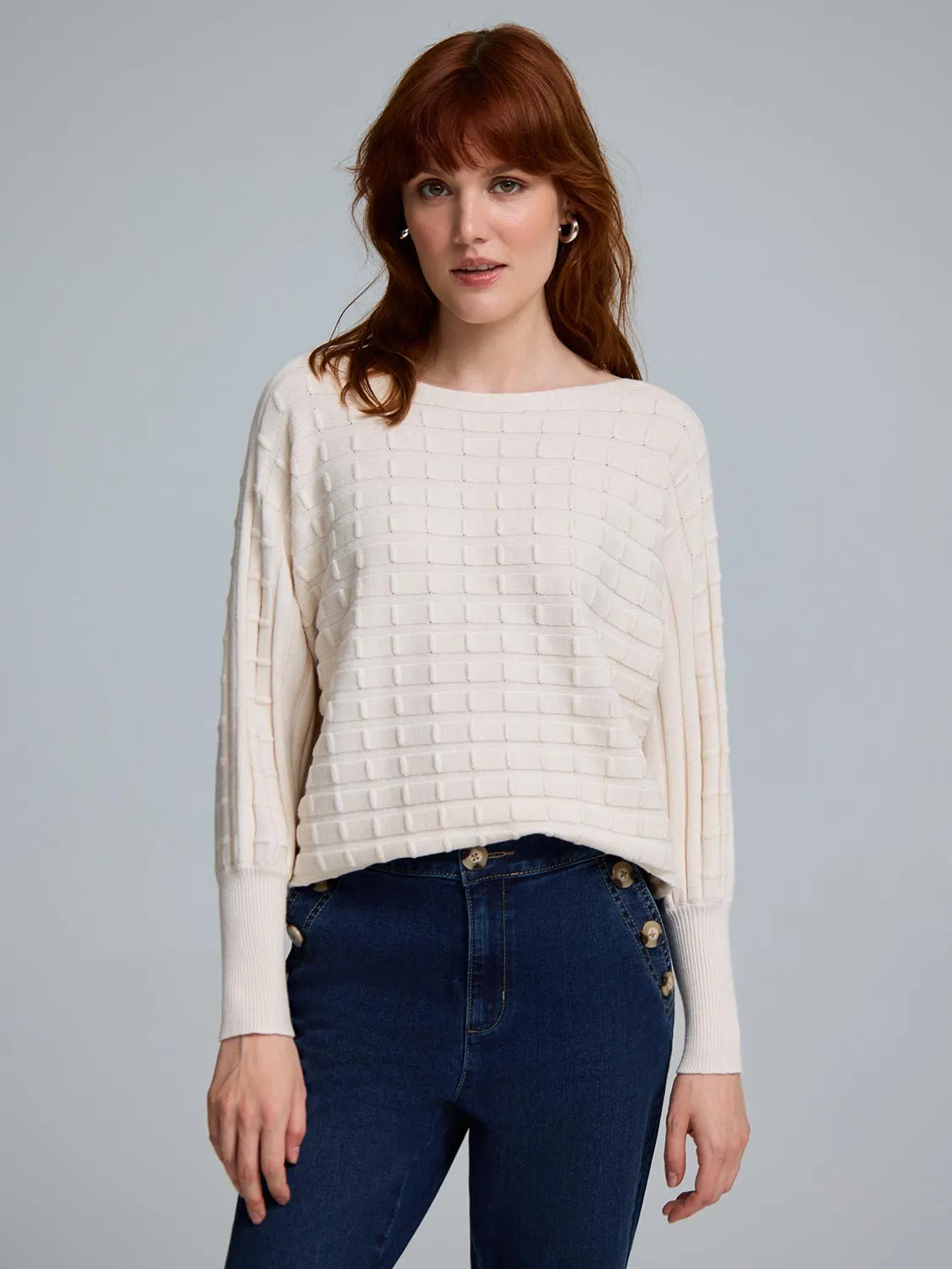 Dolman Sleeve Cable Knit Sweater TemperatureRegulating Fabric
