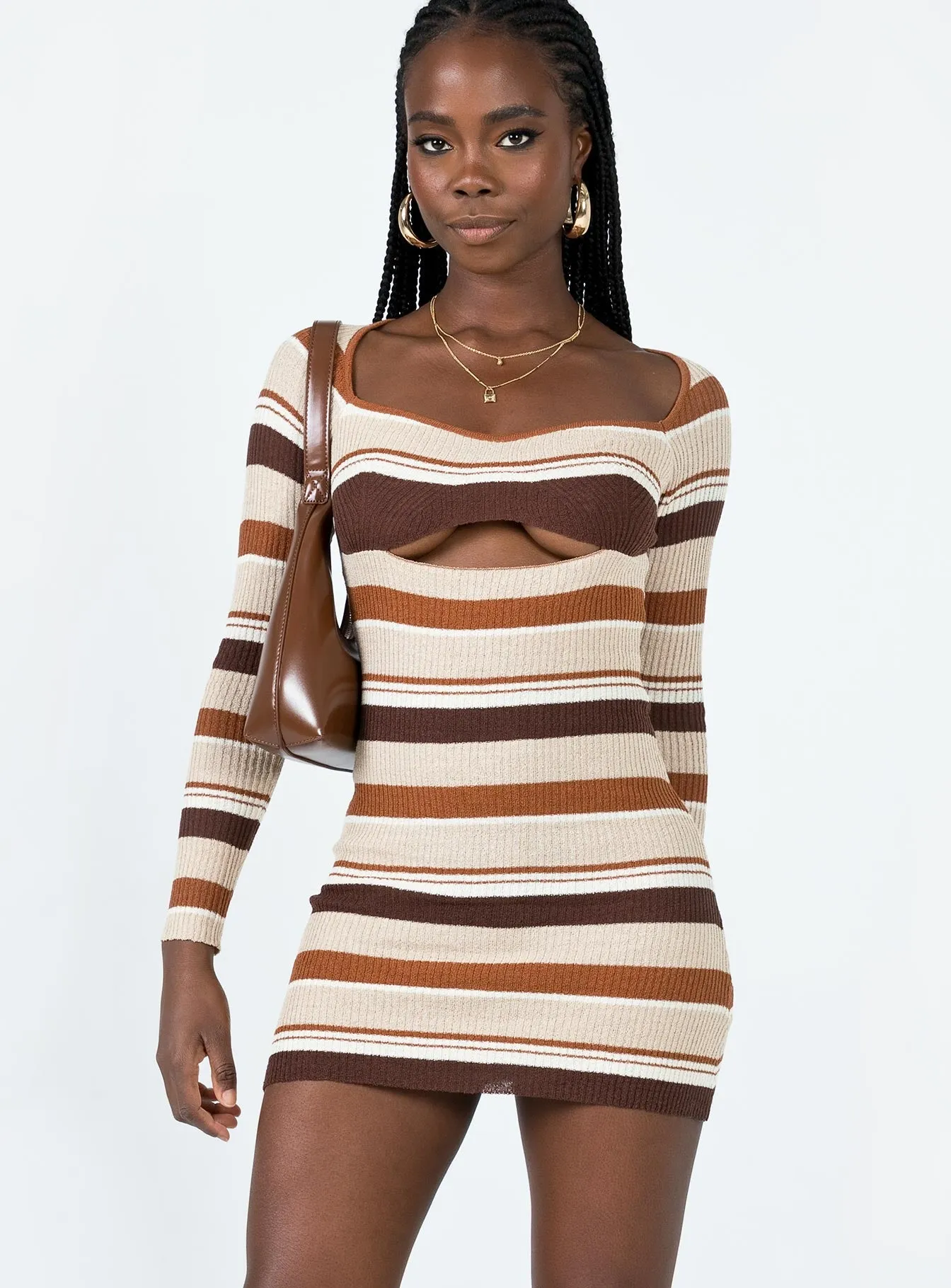 Comfort Layer Wear Gender Free Domini Mini Dress Brown Multi