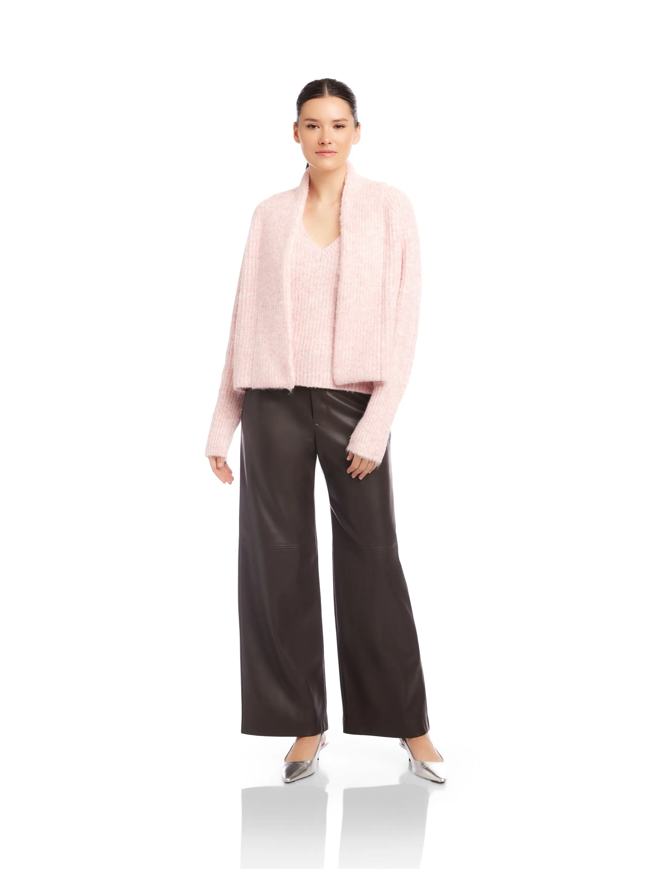 Cely Cropped Cardigan Minimalist Button Placket Drop Shoulder