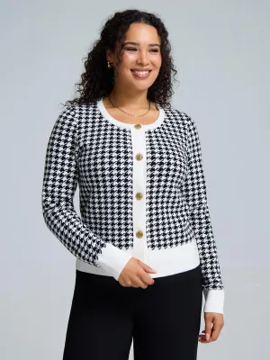 Jacquard Button-Front Cardigan Fresh Warmth Hypoallergenic Fiber