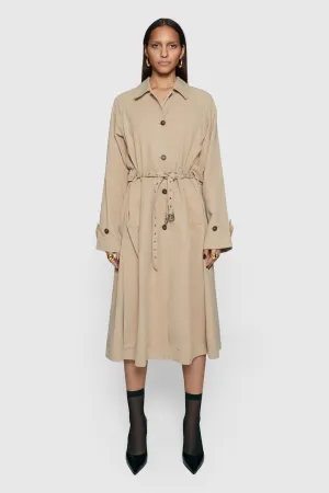 Warren Trench Coat Full Length Zipper Cashmere Blend