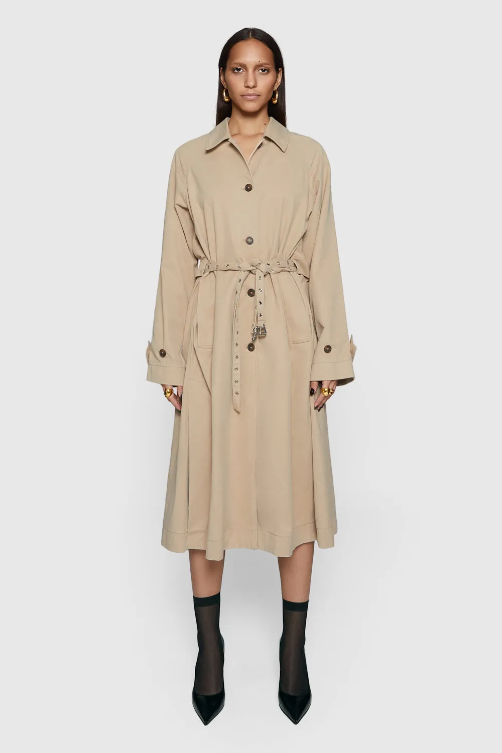 Warren Trench Coat Full Length Zipper Cashmere Blend