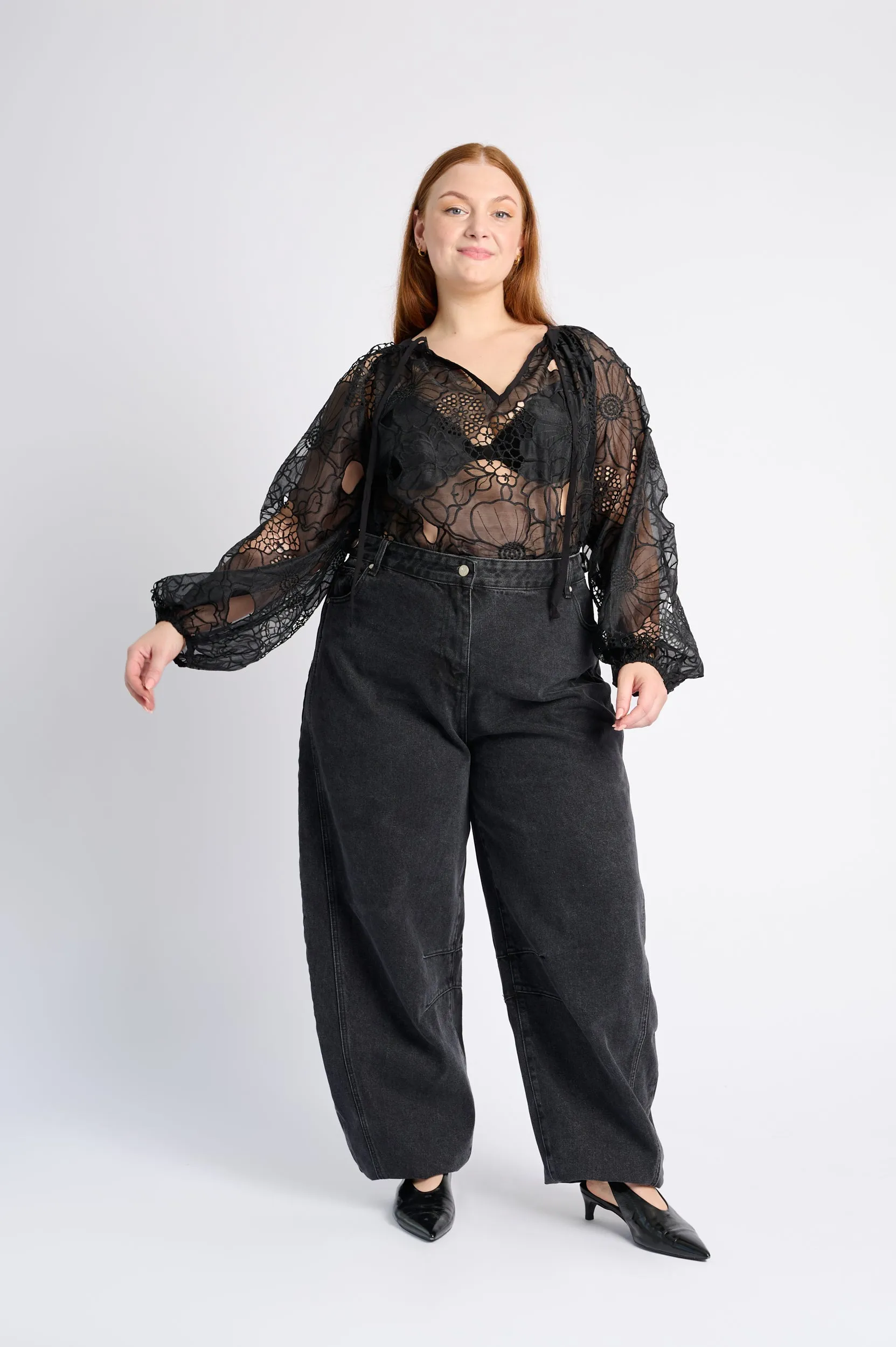 Tunic Blouse in Embroidered Organza easygoing look