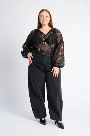 Tunic Blouse in Embroidered Organza Sporty Stretch Fit