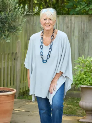 Adriana Knitted Poncho - Silver Compression Fit AntiSnag Surface