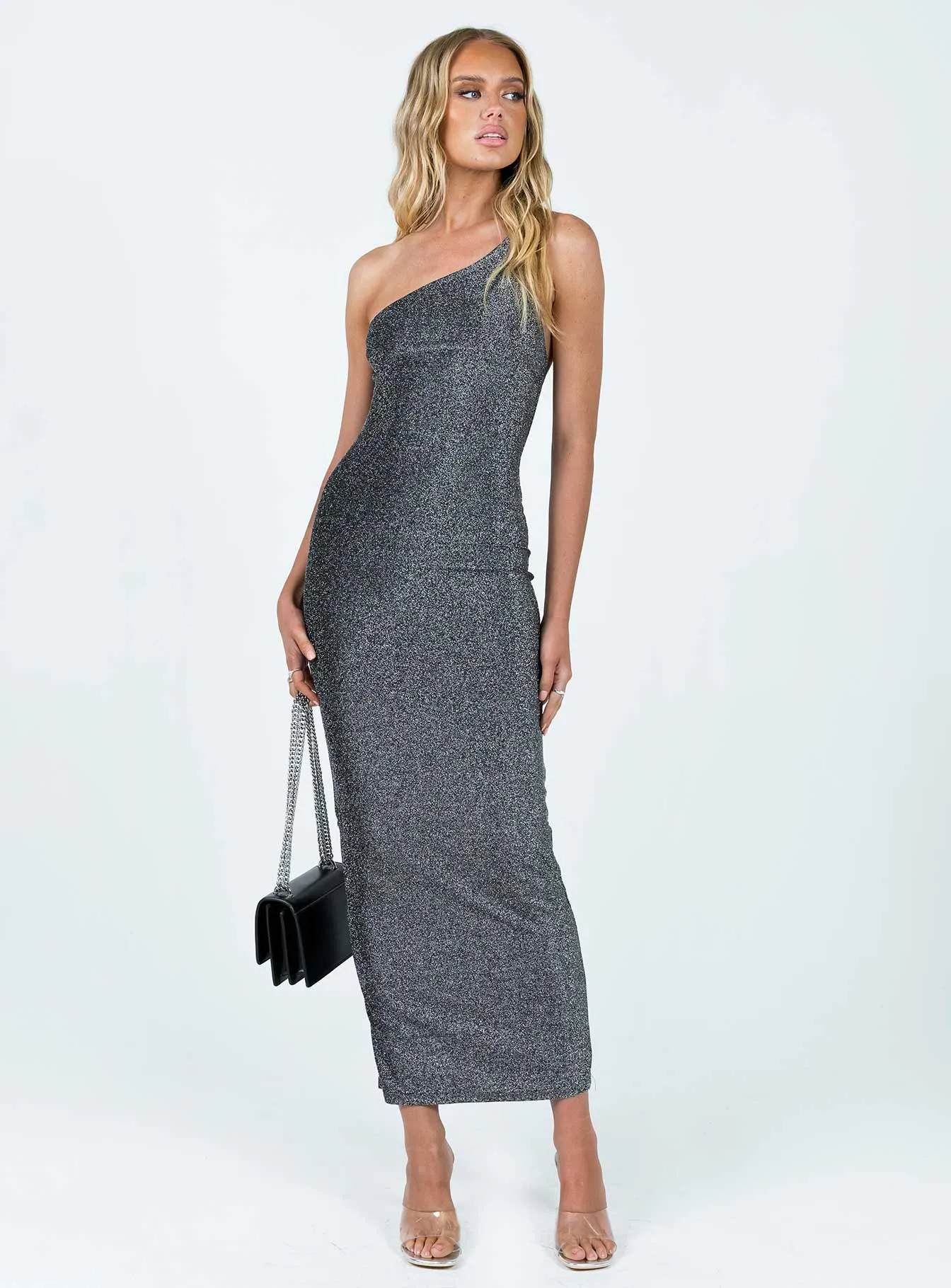 Vibrant Edge Vee Midi Dress Grey