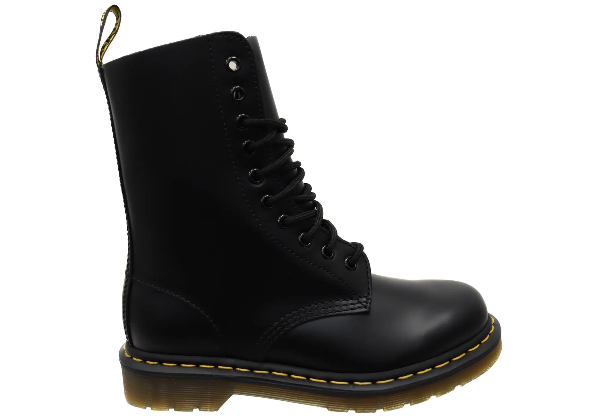 Zip Up Dr Martens 1490 Black Smooth Unisex Leather Lace Up Fashion Boots