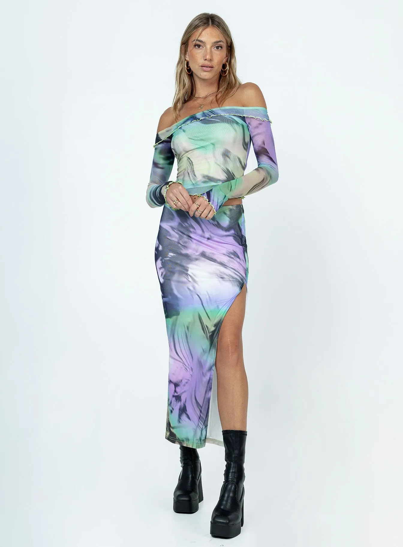 Great Delusions Maxi Skirt Multi Winter Layering Tailored Cut