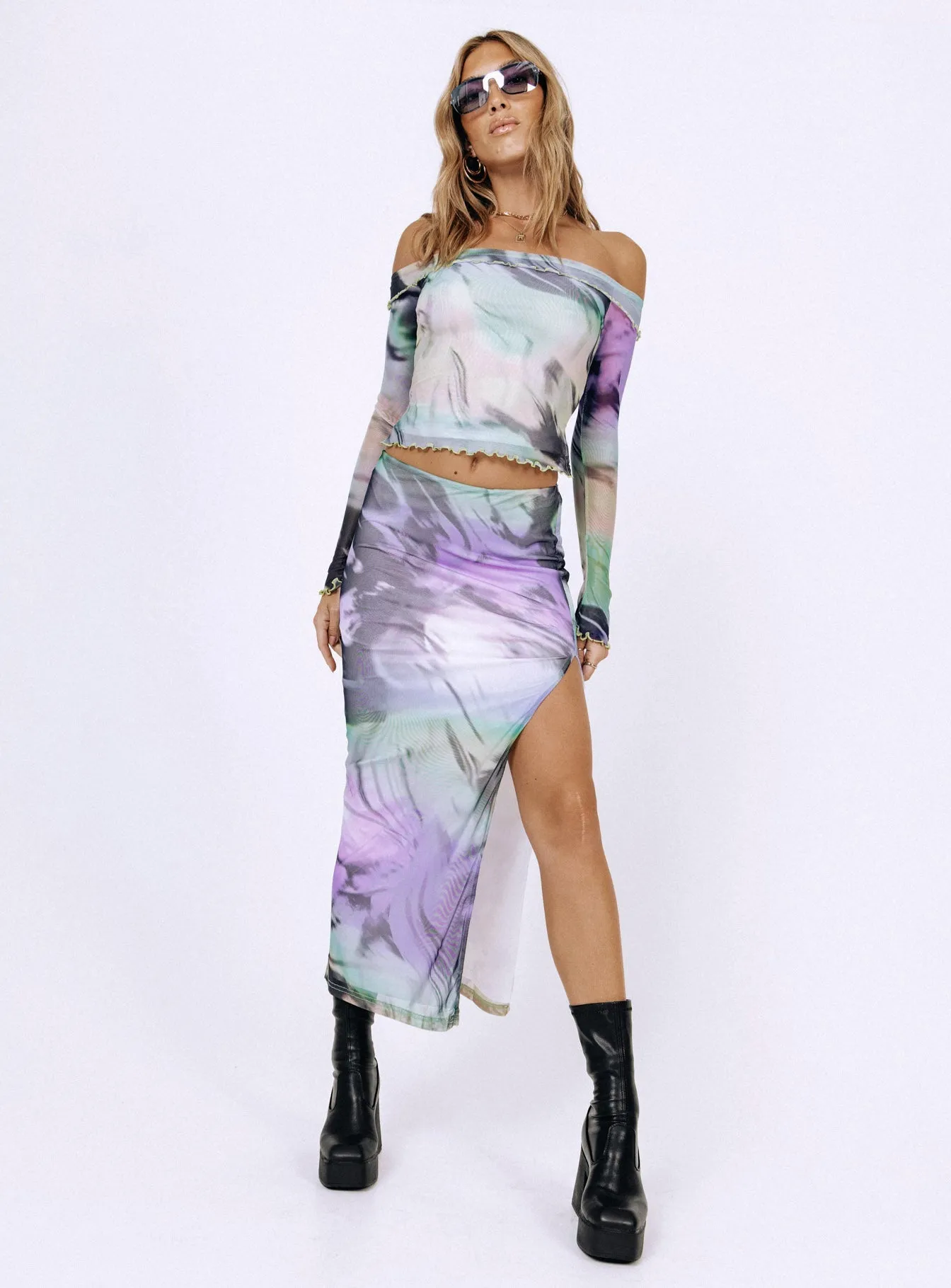 Great Delusions Maxi Skirt Multi Seamless Finish Weekend Ready