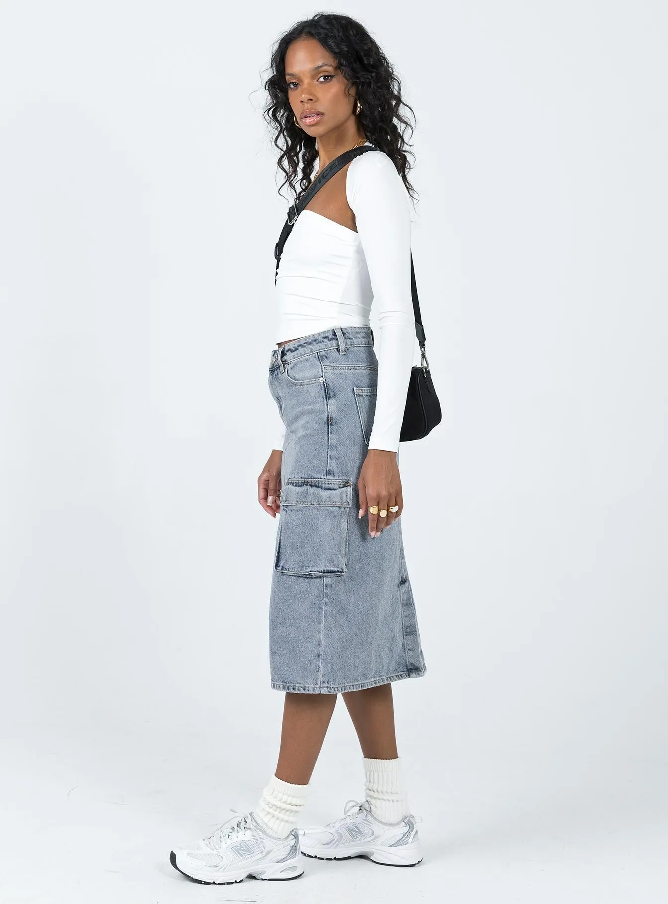 Ariaahs Cargo Midi Skirt Denim Subtle Mood Tonal Layering