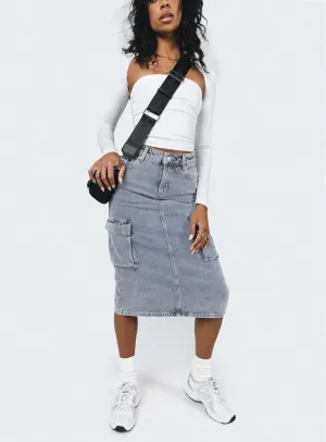 Wardrobe Hero Seamless construction Ariaahs Cargo Midi Skirt Denim