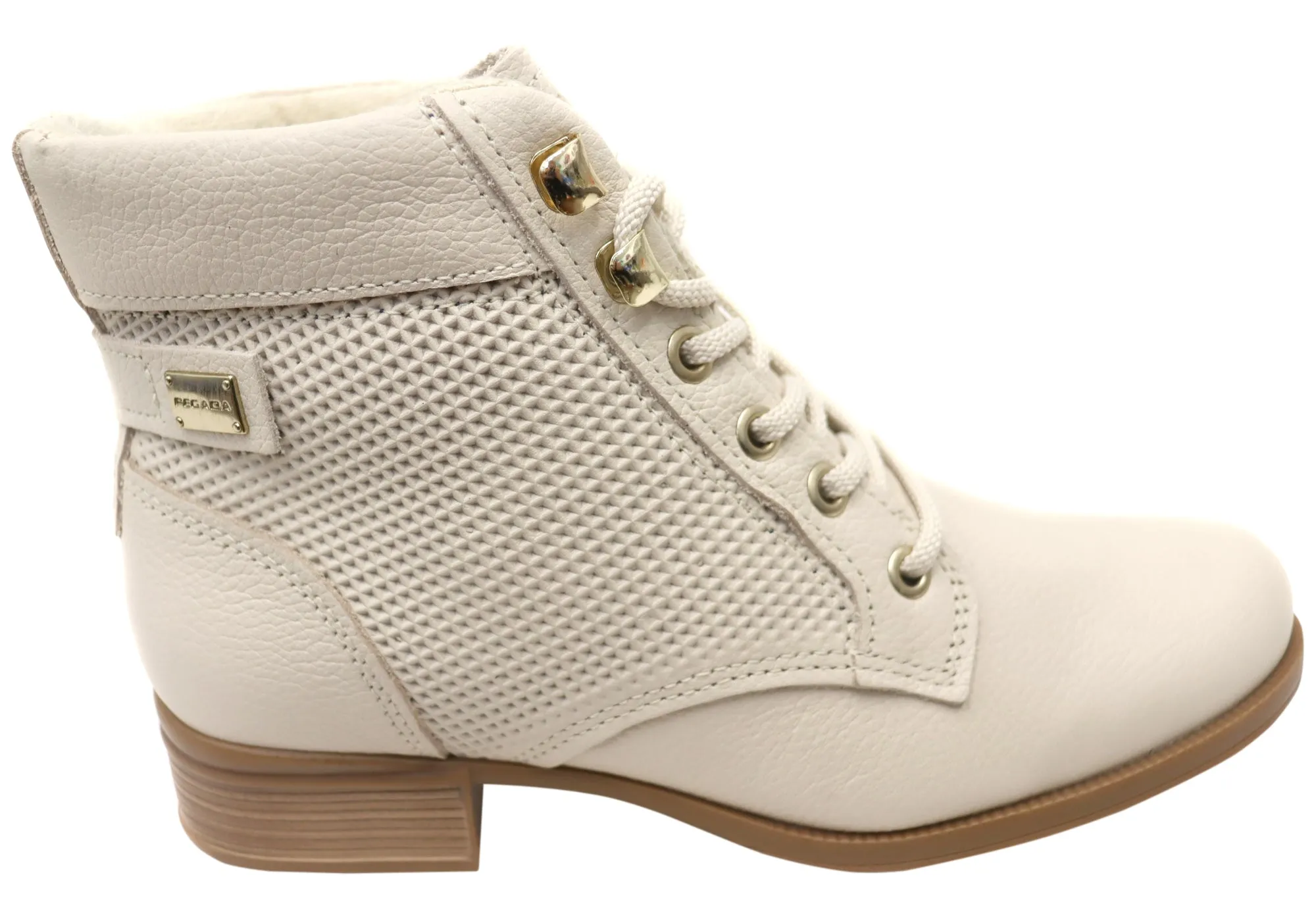 Flat Form Pegada Minki Womens Comfortable Brazilian Leather Lace Up Boots