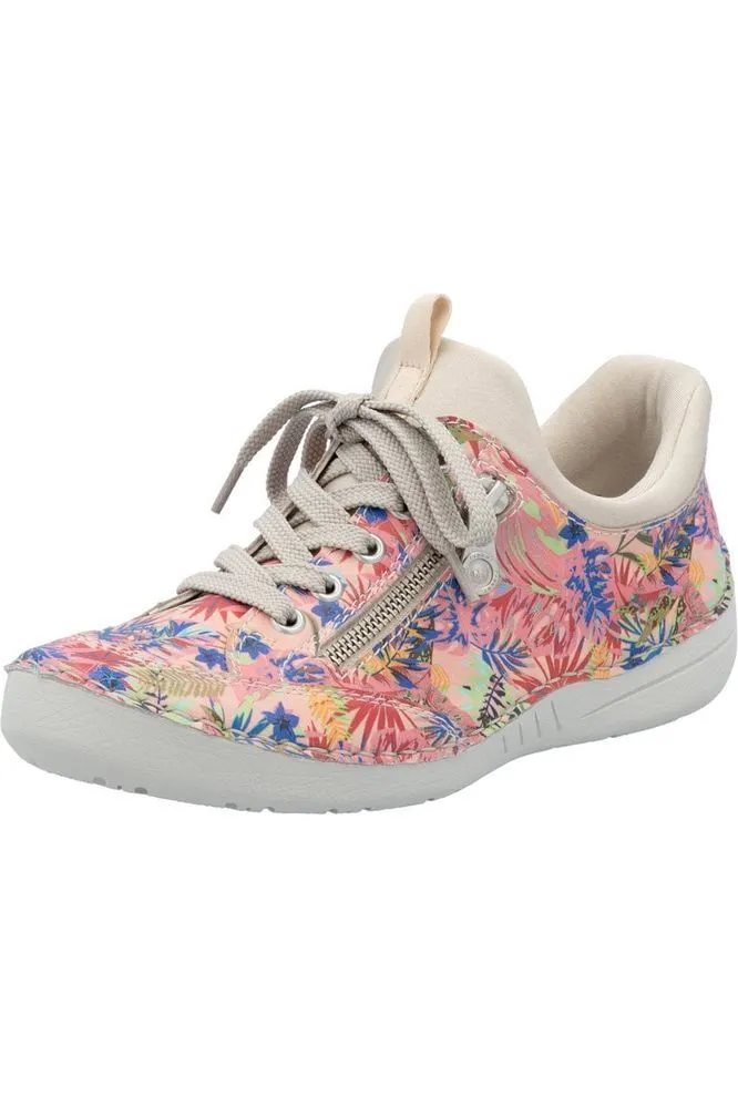 Rieker ladies trainer 52567-90 in Rose Multi Spanish Bold