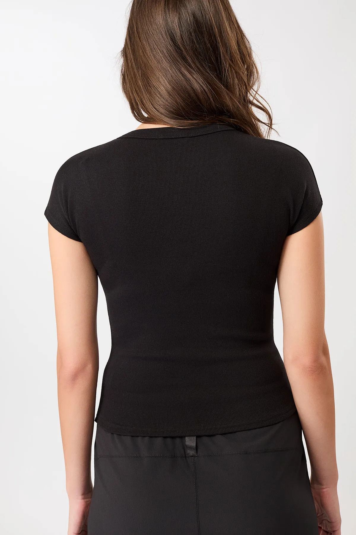 Slim Fit Ribbed Tee - Black, GOTS Ultra Soft Finish