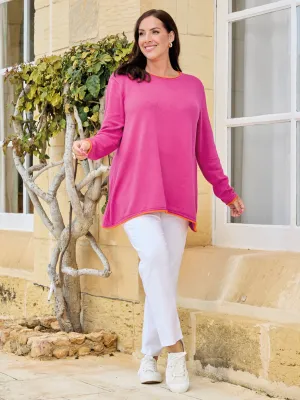 Mae Organic Knit Jumper - Fuchsia/Orange Fashion Ease