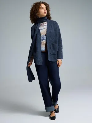 NonRestrictive Cuff Design Duster Cardigan With Scarf