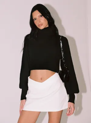 Easton V Front Mini Skirt White Edgy Look