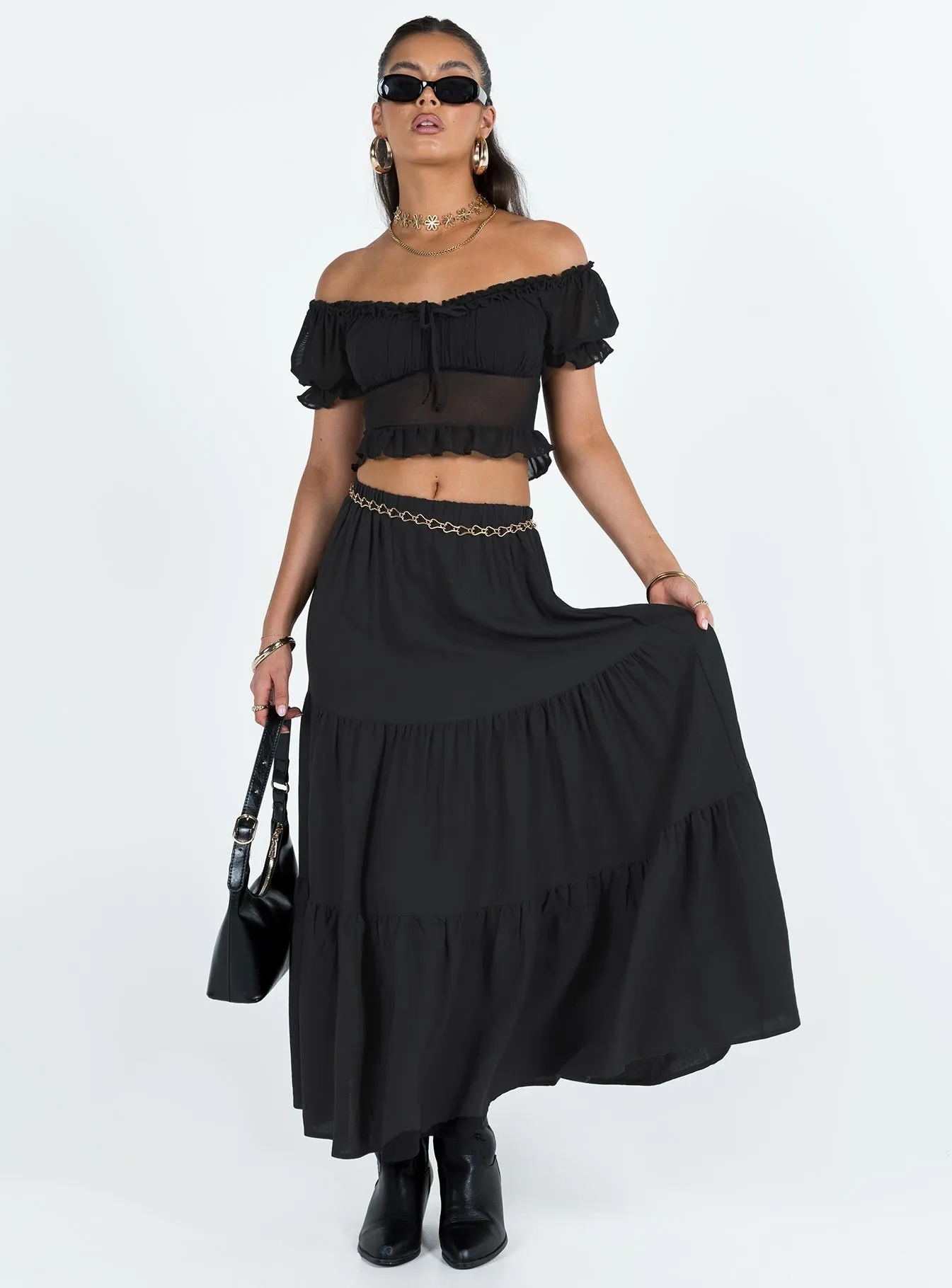 Sleek Flow Hale Midi Skirt Black
