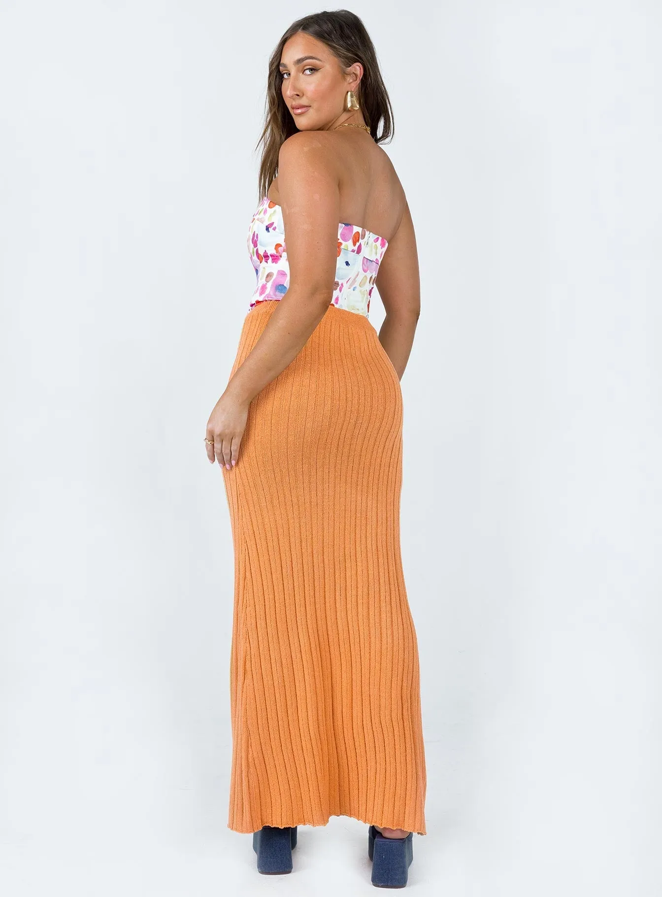 Belle Knit Maxi Skirt Peach Neutral Tones Neutral Wear