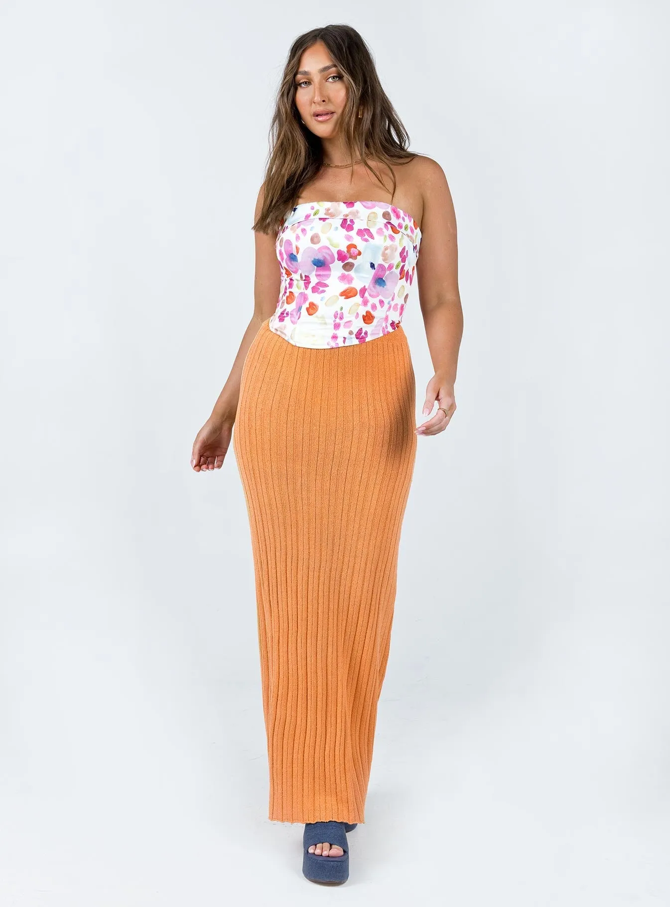 Soft Movement Belle Knit Maxi Skirt Peach