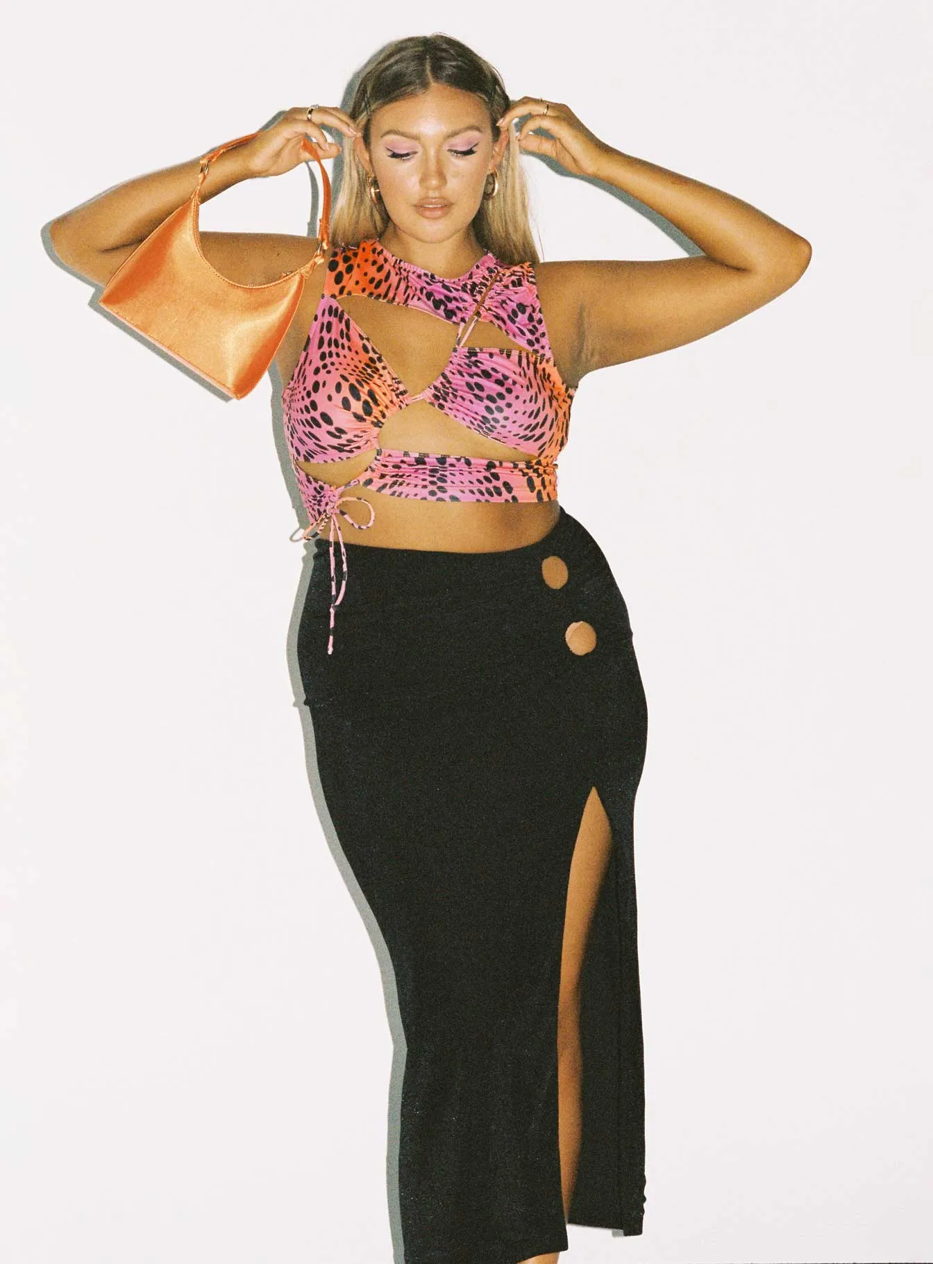 Mix Texture Dreamer Midi Skirt Black