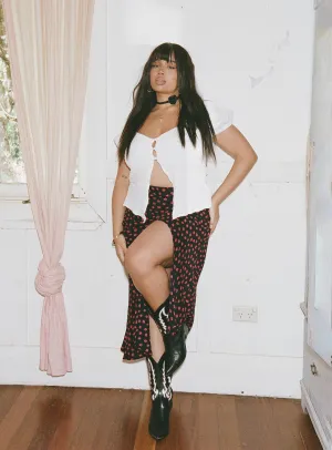 Ventilated Slits Classic Mood Mabel Midi Skirt Curve